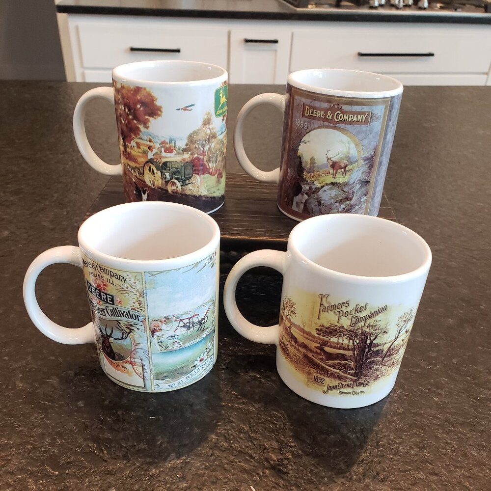 4 John Deere Coffee Mugs Cups Licensed Collectibles Gibson Farm Tractor